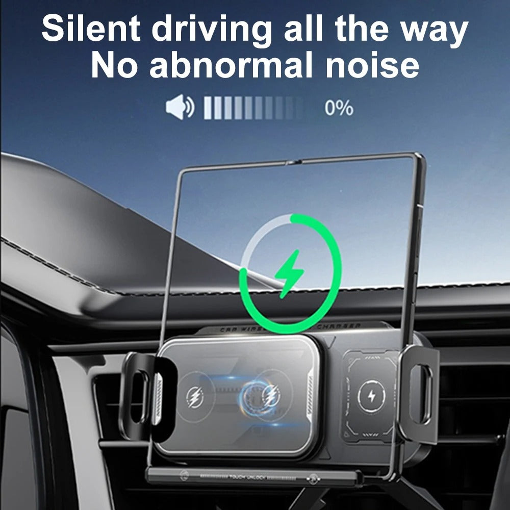 Universal Dual Coil Foldable Phone Holder Car Wireless Charger Car Phone Mount