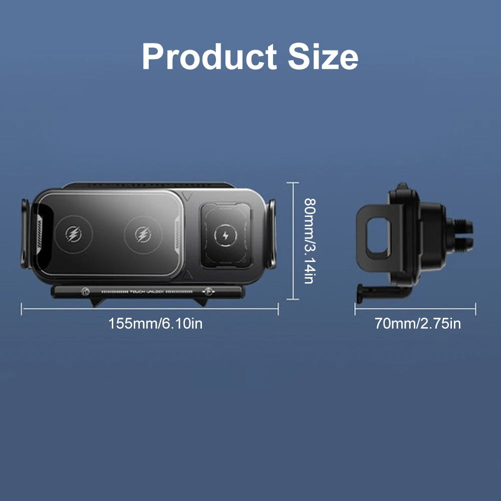 Universal Dual Coil Foldable Phone Holder Car Wireless Charger Car Phone Mount