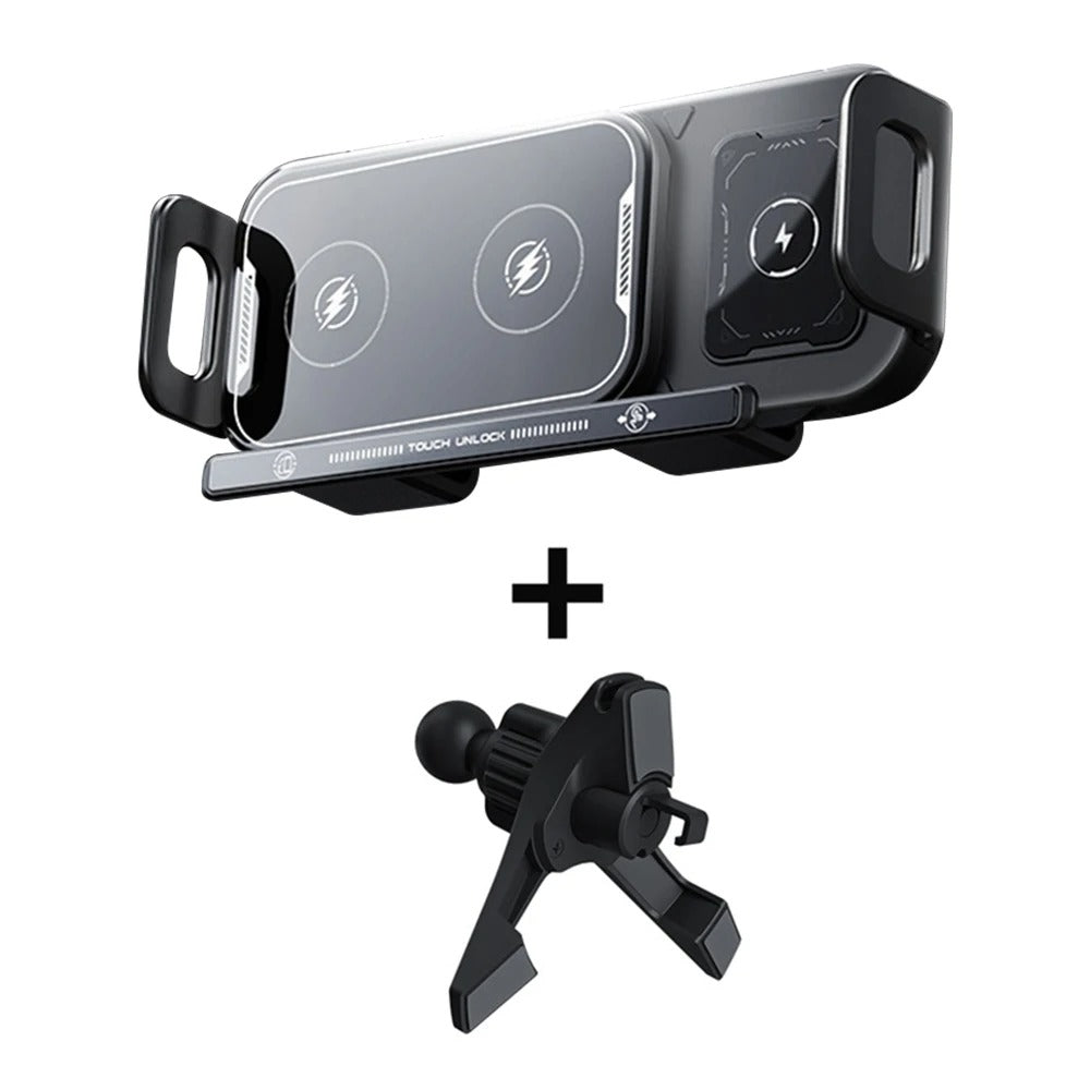 Universal Dual Coil Foldable Phone Holder Car Wireless Charger Car Phone Mount